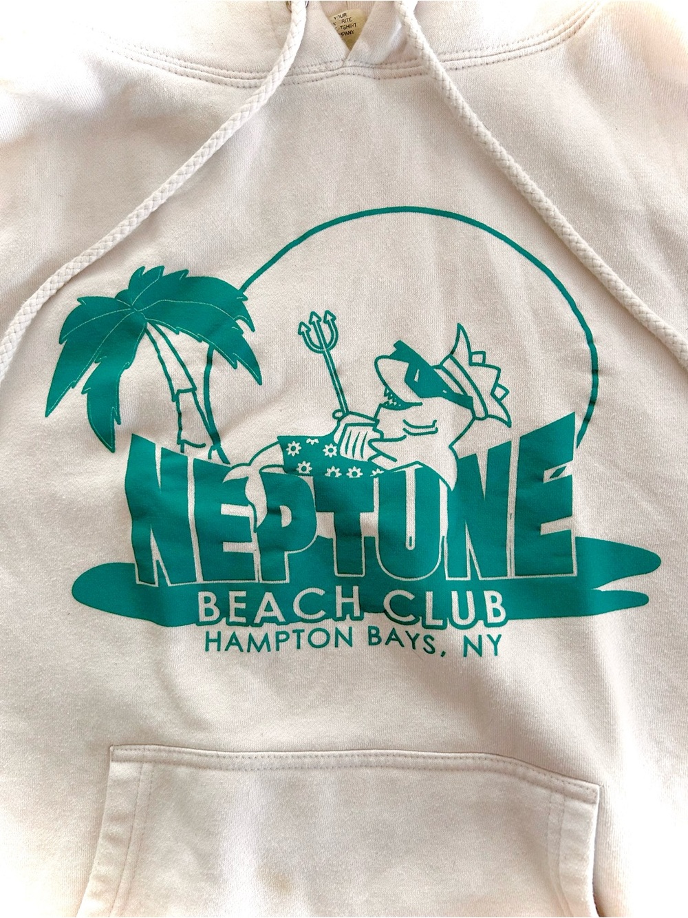 Hamptons Neptune Beach Club white hoodie- Hampton Bays, NY - Picture 2 of 7